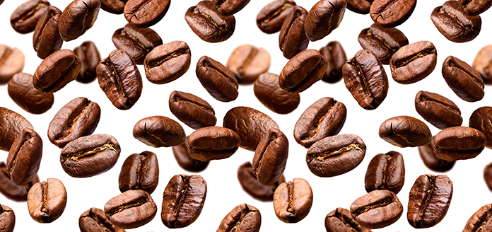 fallende kaffeebohnen