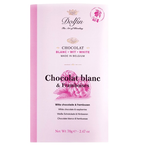 Dolfin Weiße Schokolade mit Himbeeren, 70 g