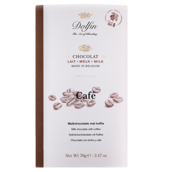 Dolfin Schokolade 37 % mit Kaffee, 70 g