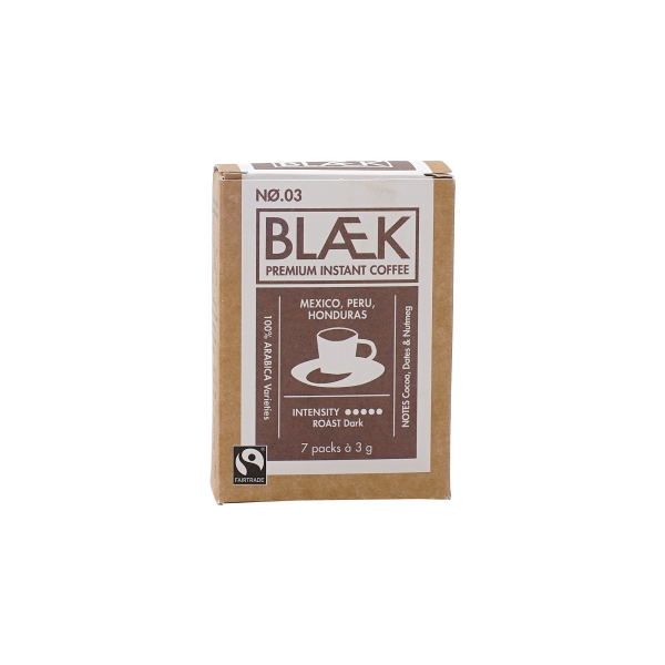 BLAEK Dark Roast BIO + Fair, 7 x 3 g